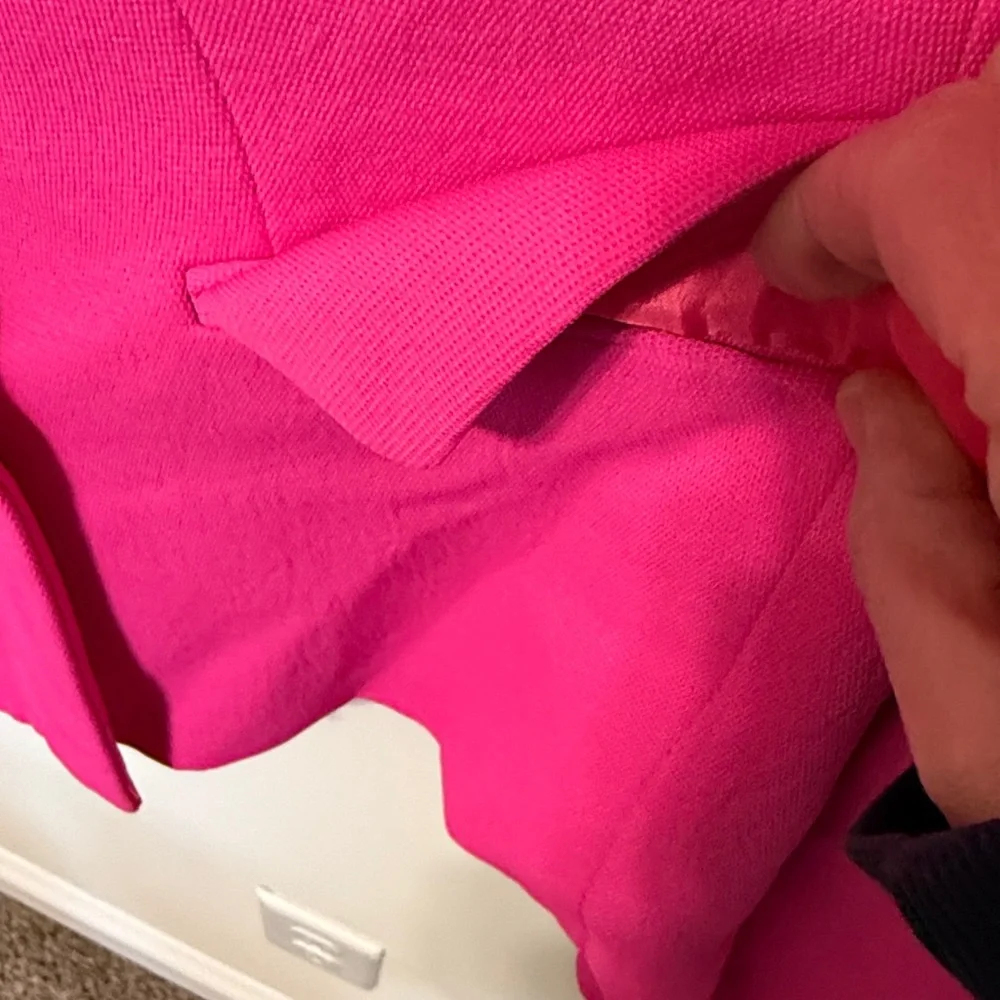 J. Crew Women's Barbie Pink Double-Breasted Blazer / Size 12 / Red Lining